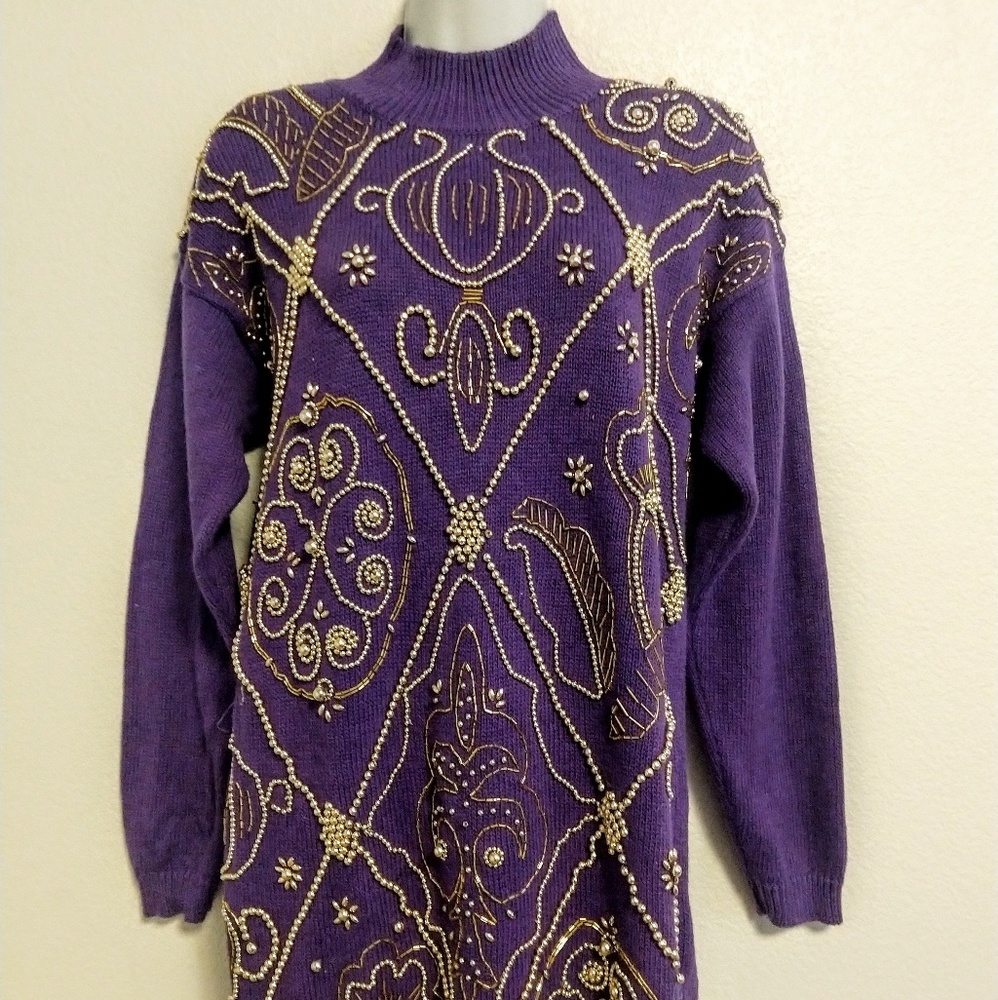 Vintage Beaded Sweater Dress.